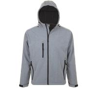 SOLS Mens Replay Hooded Soft Shell Jacket (Breathable, Windproof And Water Resistant) (Grey Marl) - Size 3XL