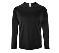 SOLS Mens Sporty Long Sleeve Performance T-Shirt (Black) - Size Small