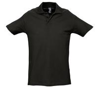 SOL'S Men's Spring II Short Sleeve Heavyweight Polo Shirt in Black | Size: Medium SOL'S Black M