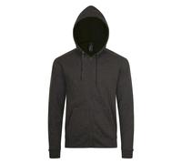 (L, Charcoal Marl) SOLS Mens Stone Zip Up Plain Hoodie