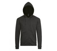 (L, Charcoal Marl) SOLS Mens Stone Zip Up Plain Hoodie