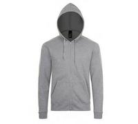 SOLS Mens Stone Zip Up Plain Hoodie (Grey Marl) - Size X-Large