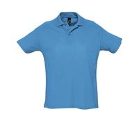 (L, Aqua) SOLS Mens Summer II Pique Short Sleeve Polo Shirt