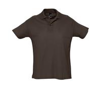 (L, Chocolate) SOLS Mens Summer II Pique Short Sleeve Polo Shirt