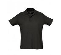 SOLS Mens Summer II Pique Short Sleeve Polo Shirt (Black) Cotton - Size X-Small