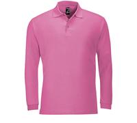 SOLS Mens Winter II Long Sleeve Pique Cotton Polo Shirt (Flash Pink) - Multicolour - Size Small