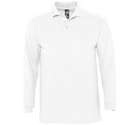 SOLS Mens Winter II Long Sleeve Pique Cotton Polo Shirt (White) - Size Large