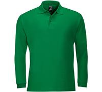SOLS Mens Winter II Long Sleeve Pique Cotton Polo Shirt (Kelly) - Green - Size Small