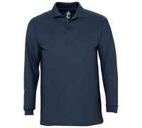 SOLS Mens Winter II Long Sleeve Pique Cotton Polo Shirt (Navy) - Size Large