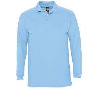 SOLS Mens Winter II Long Sleeve Pique Cotton Polo Shirt (Sky) - Multicolour - Size Large