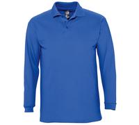 SOLS Mens Winter II Long Sleeve Pique Cotton Polo Shirt (Royal Blue) - Size Small