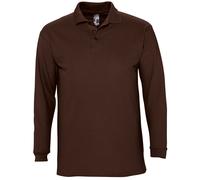 SOLS Mens Winter II Long Sleeve Pique Cotton Polo Shirt (Chocolate) - Size X-Large
