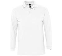 SOLS Mens Winter II Long Sleeve Pique Cotton Polo Shirt (White) - Size Small