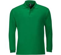SOLS Mens Winter II Long Sleeve Pique Cotton Polo Shirt (Kelly) - Green - Size Large