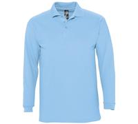 SOL'S Men's Winter II Long Sleeve Pique Cotton Polo Shirt in Baby Blue | Size: Large SOL'S Baby Blue L