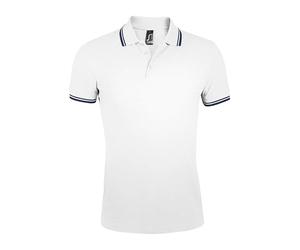 SOLS Pasadena Polo Shirt Colour White/navy Size L