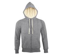 (L, Grey Marl) SOLS Sherpa Unisex Zip-Up Hooded Sweatshirt / Hoodie
