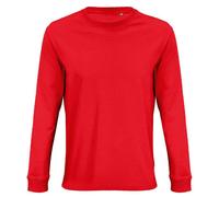 (M, Bright Red) SOLS Unisex Adult Pioneer Organic Cotton Long-Sleeved T-Shirt