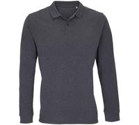 Planet Marl Pique Long-Sleeved Polo Shirt SOL'S Charcoal XXXL