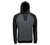 SOLS Unisex Seattle Contrast Raglan Hoodie (Charcoal Marl/Black) - Size X-Small