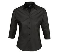 SOL'S Women's Effect 3 4 Sleeve Fitted Work Shirt in Black | Size: Medium SOL'S Black M