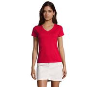 SOL'S Women's Imperial V Neck T-Shirt in Red | Size: Medium SOL'S Red M