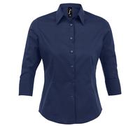 SOLS Womens/Ladies Effect 3/4 Sleeve Fitted Work Shirt (Dark Blue) - Size Medium