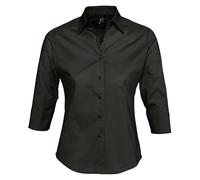 SOLS Womens/Ladies Effect 3/4 Sleeve Fitted Work Shirt (Black) - Size Small