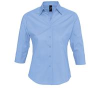 SOLS Womens/Ladies Effect 3/4 Sleeve Fitted Work Shirt (Bright Sky) - Blue - Size Small