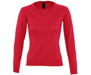 SOLS Womens/Ladies Galaxy V Neck Sweater (Red) - Size Small
