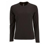 SOLS Womens/Ladies Imperial Long Sleeve T-Shirt (Deep Black) - Size Small