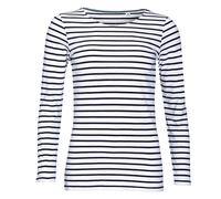 SOLS Womens/Ladies Marine Long Sleeve Stripe T-Shirt (White/Navy) Cotton - Size Small