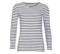 SOLS Womens/Ladies Marine Long Sleeve Stripe T-Shirt (White/Navy) Cotton - Size X-Large