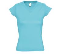SOLS Womens/Ladies Moon V Neck Short Sleeve T-Shirt (Blue Atoll) - Multicolour Cotton - Size Medium