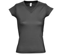 SOLS Womens/Ladies Moon V Neck Short Sleeve T-Shirt (Dark Grey) Cotton - Size Small