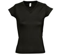 SOLS Womens/Ladies Moon V Neck Short Sleeve T-Shirt (Deep Black) - Multicolour Cotton - Size Large