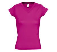 SOLS Womens/Ladies Moon V Neck Short Sleeve T-Shirt (Fuchsia) Cotton - Size Medium