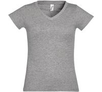 SOLS Womens/Ladies Moon V Neck Short Sleeve T-Shirt (Grey Marl) Cotton - Size Large