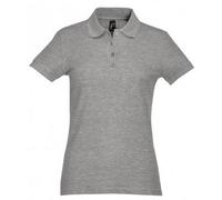 SOLS Womens/Ladies Passion Pique Short Sleeve Polo Shirt (Grey Marl) Cotton - Size Large