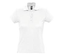 SOLS Womens/Ladies Passion Pique Short Sleeve Polo Shirt (White) Cotton - Size Medium