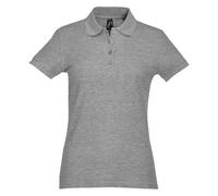 SOLS Womens/Ladies Passion Pique Short Sleeve Polo Shirt (Grey Marl) Cotton - Size Medium