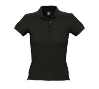 SOLS Womens/Ladies People Pique Short Sleeve Cotton Polo Shirt (Black) - Size Large