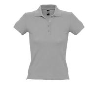 SOLS Womens/Ladies People Pique Short Sleeve Cotton Polo Shirt (Grey Marl) - Size Large