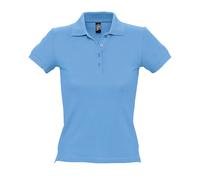 (M, Sky Blue) SOLS Womens/Ladies People Pique Short Sleeve Cotton Polo Shirt