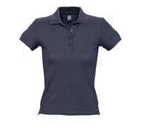 SOLS Womens/Ladies People Pique Short Sleeve Cotton Polo Shirt (Navy) - Size Large