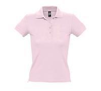 SOLS Womens/Ladies People Pique Short Sleeve Cotton Polo Shirt (Pale Pink) - Size Large