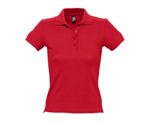 SOLS Womens/Ladies People Pique Short Sleeve Cotton Polo Shirt (Red) - Size Large