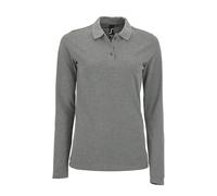 SOLS Womens/Ladies Perfect Long Sleeve Pique Polo Shirt (Grey Marl) - Size 2XL