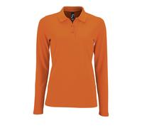 (M, Orange) SOLS Womens/Ladies Perfect Long Sleeve Pique Polo Shirt