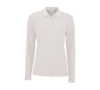 SOLS Womens/Ladies Perfect Long Sleeve Pique Polo Shirt (White) - Size Medium
